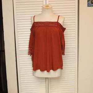 rue21 Blouse, off shoulder, burnt orange, szM